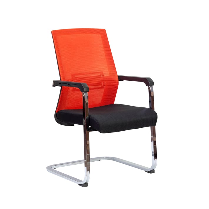 RFG Посетителски стол Roma M, дамаска и меш, черна седалка, червена облегалка