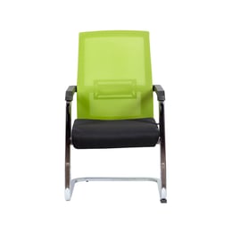 RFG Посетителски стол Roma M, дамаска и меш, черна седалка, светлозелена облегалка