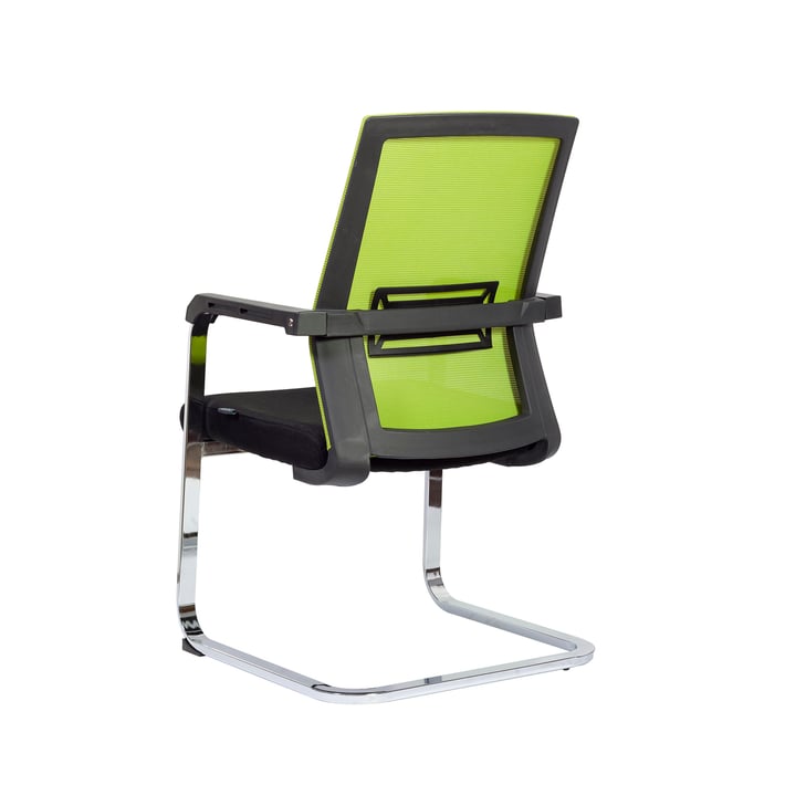 RFG Посетителски стол Roma M, дамаска и меш, черна седалка, светлозелена облегалка