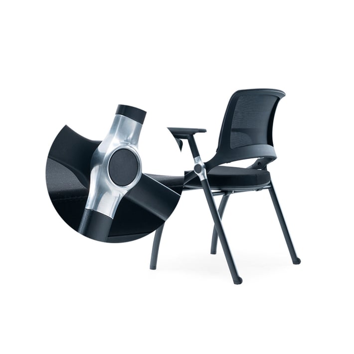 RFG Посетителски стол Swiss Table M, дамаска и меш, черна седалка, черна облегалка, 2 броя в комплект