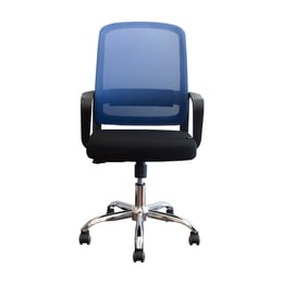 RFG Работен стол Parma Black W, дамаска и меш, черна седалка, синя облегалка