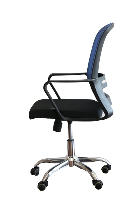 RFG Работен стол Parma Black W, дамаска и меш, черна седалка, синя облегалка