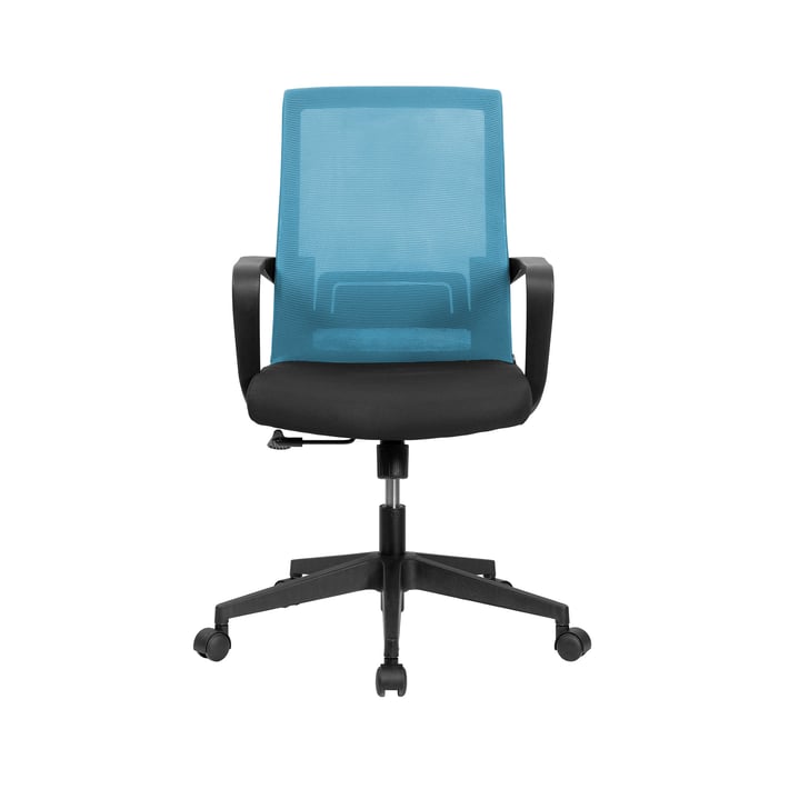 RFG Работен стол Smart W, дамаска и меш, черна седалка, светлосиня облегалка