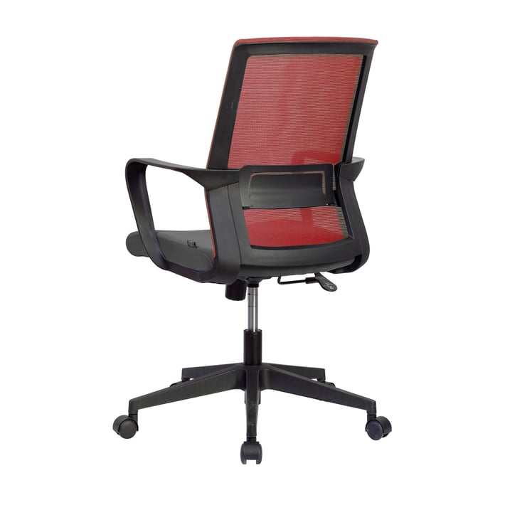 RFG Работен стол Smart W, дамаска и меш, черна седалка, червена облегалка