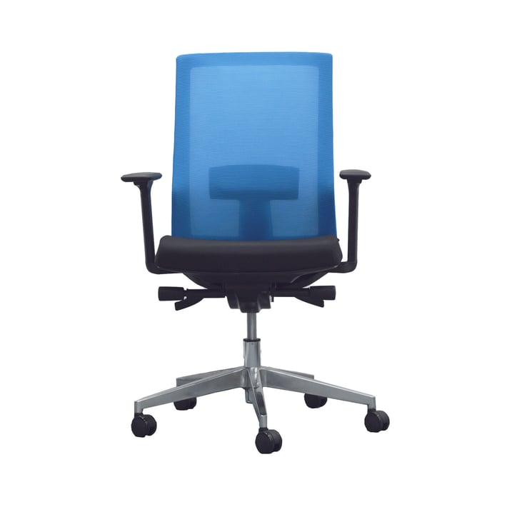 RFG Работен стол Alcanto W, дамаска и меш, черна седалка, светлосиня облегалка
