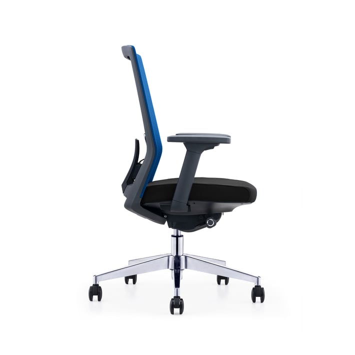 RFG Работен стол Alcanto W, дамаска и меш, черна седалка, светлосиня облегалка