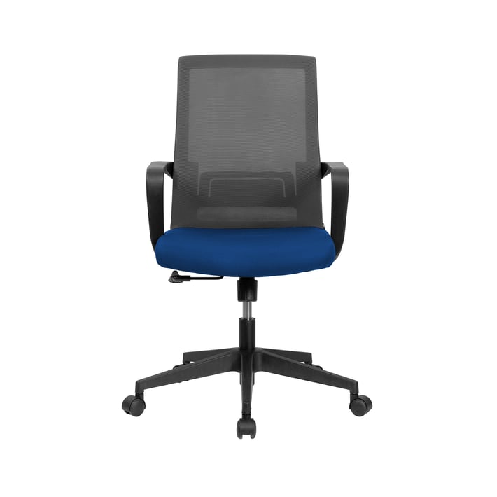 RFG Работен стол Smart W, дамаска и меш, синя седалка, сива облегалка