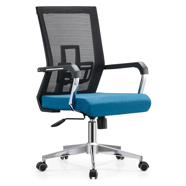 RFG Работен стол Luccas W, дамаска и меш, синя седалка, черна облегалка