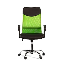 Директорски стол Monti HB, дамаска, екокожа и меш, черна седалка, зелена облегалка