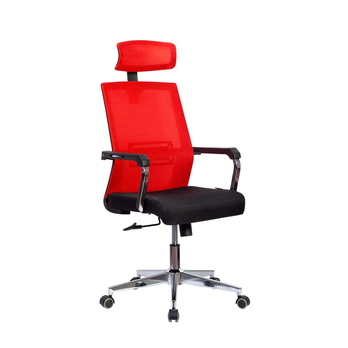 RFG Директорски стол Roma HB, дамаска и меш, черна седалка, червена облегалка