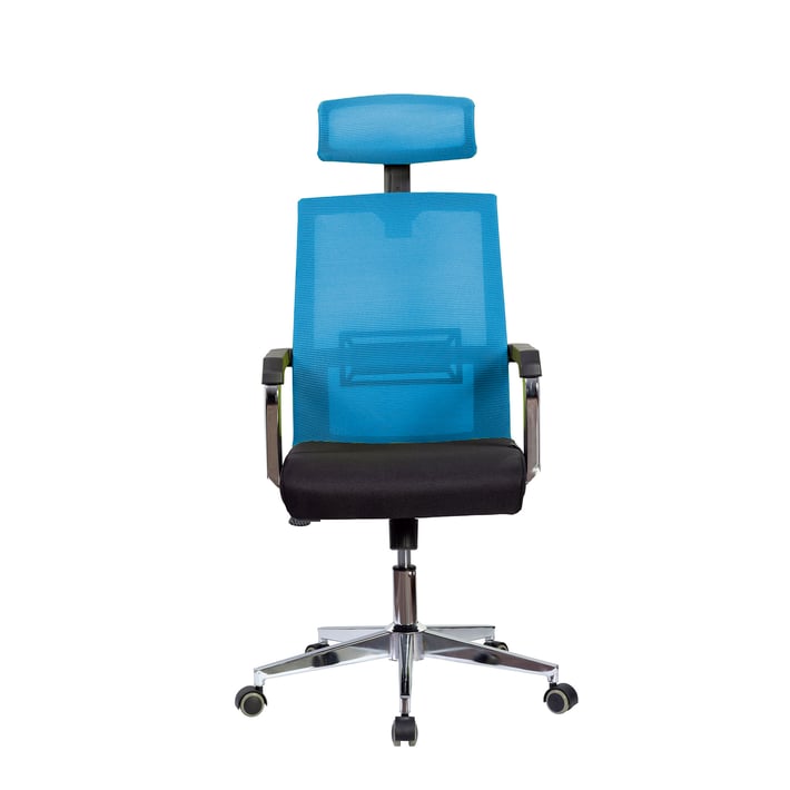 RFG Директорски стол Roma HB, дамаска и меш, черна седалка, светлосиня облегалка