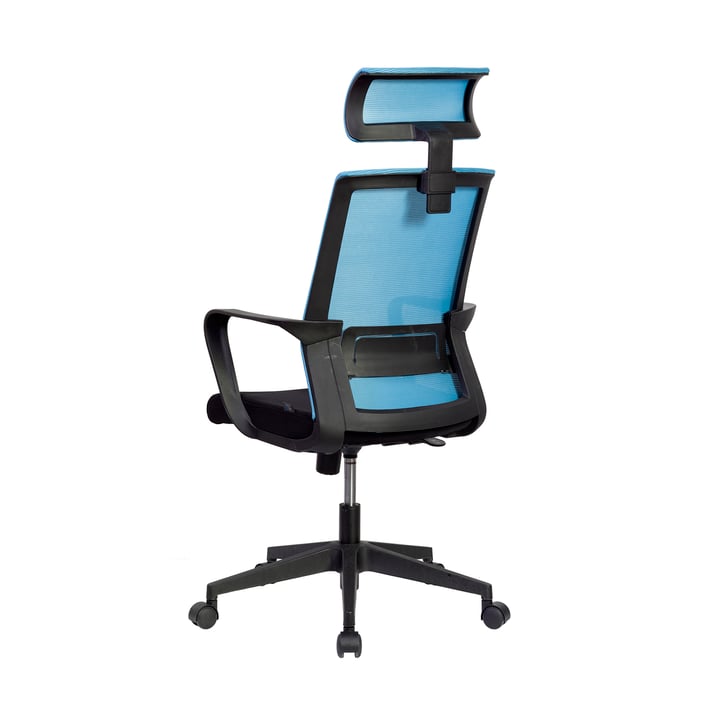 RFG Директорски стол Smart HB, дамаска и меш, черна седалка, светлосиня облегалка