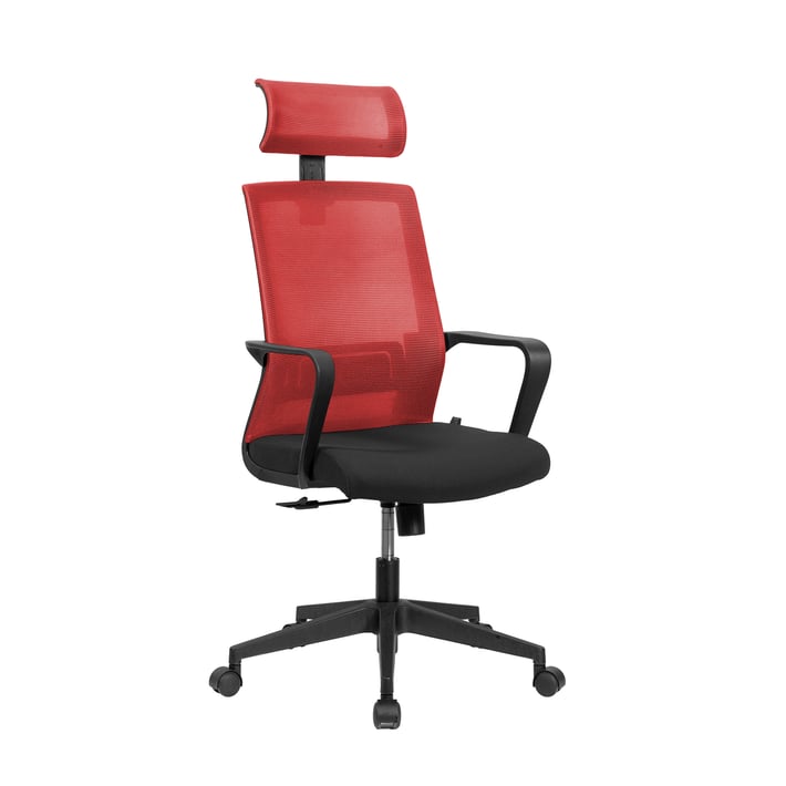 RFG Директорски стол Smart HB, дамаска и меш, черна седалка, червена облегалка