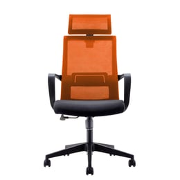 RFG Директорски стол Smart HB, дамаска и меш, черна седалка, оранжева облегалка
