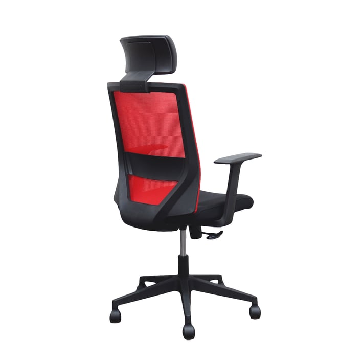 RFG Директорски стол Berry HB, дамаска и меш, черна седалка, червена облегалка