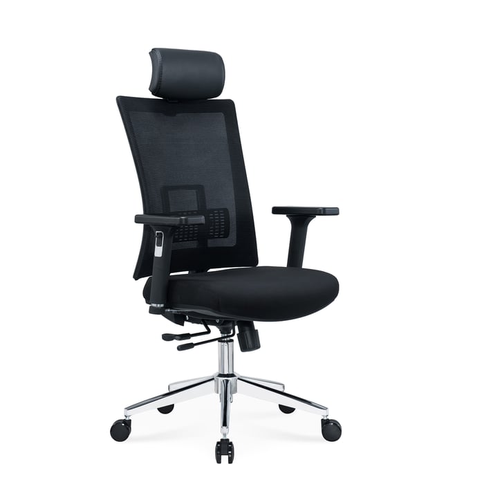 RFG Директорски стол Luxe HB Chrome, черна седалка, черна облегалка