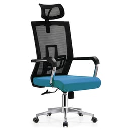 RFG Директорски стол Luccas HB, дамаска и меш, синя седалка, черна облегалка