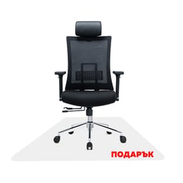 RFG Директорски стол Luxe HB Chrome, черен, с ПОДАРЪК Протектор за под, 1200 х 900 х 2 mm