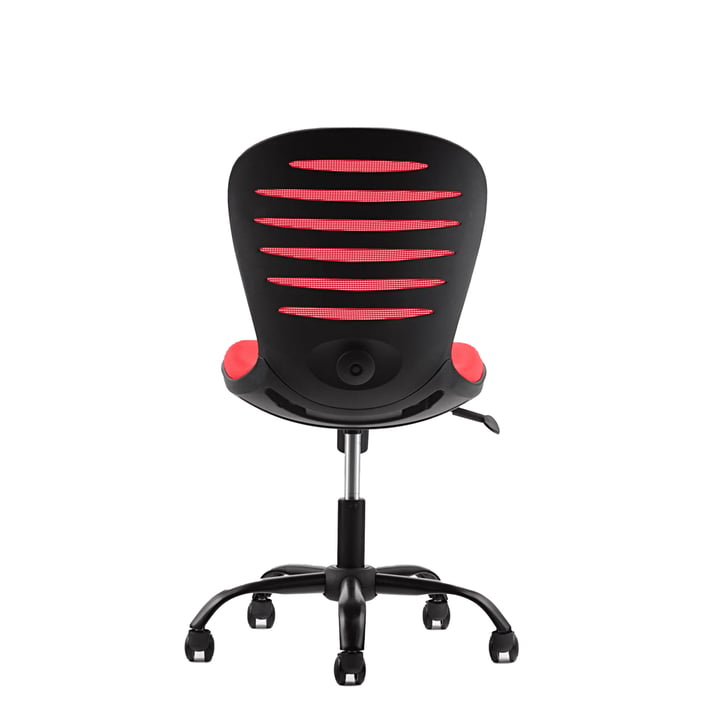 RFG Детски стол Flexy Black, дамаска и меш, червена седалка, червена облегалка