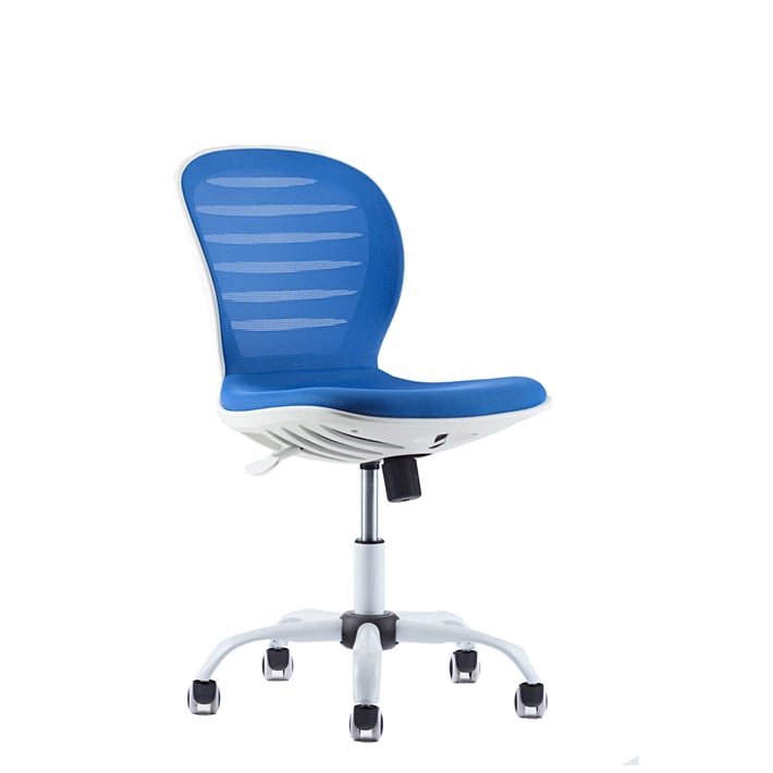 RFG Детски стол Flexy White, дамаска и меш, синя седалка, синя облегалка