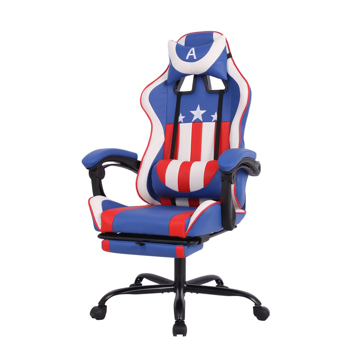 RFG Геймърски стол Max Game, екокожа, син и бял