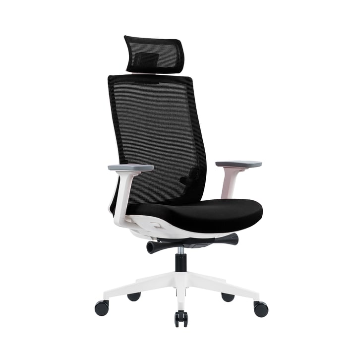 RFG Ергономичен стол Meteor White HB, черна седалка, черна облегалка