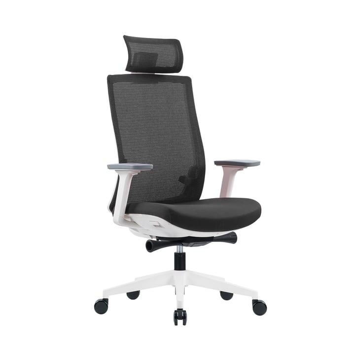 RFG Ергономичен стол Meteor White HB, сива седалка, сива облегалка