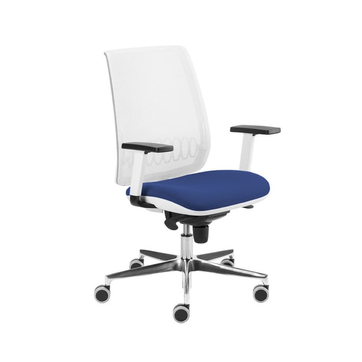 MJ Ергономичен стол Ada White, работен, синя седалка, бяла облегалка