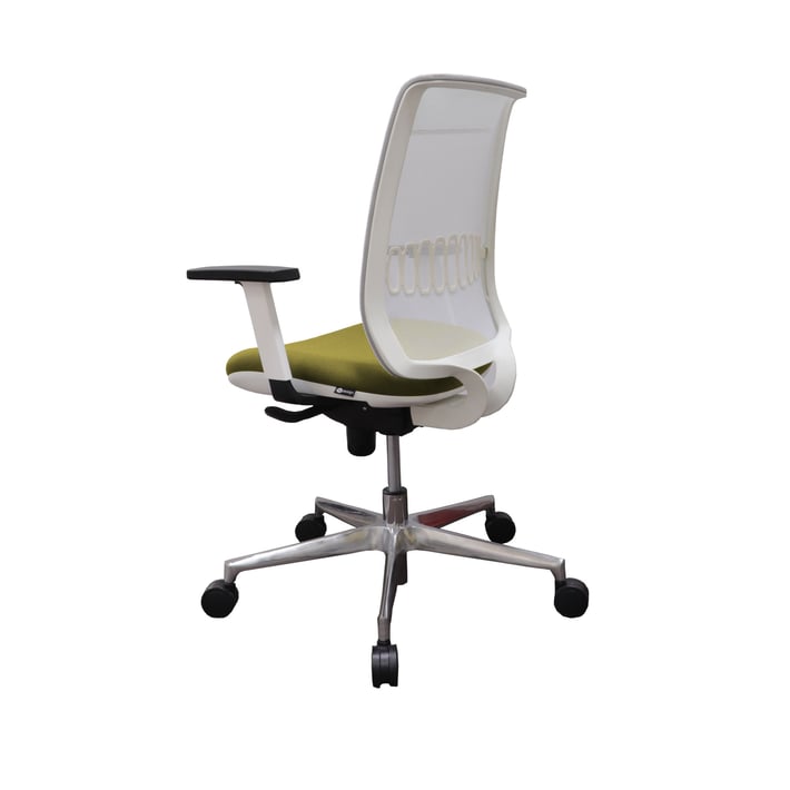 MJ Ергономичен стол Ada White, работен, светлозелена седалка, бяла облегалка