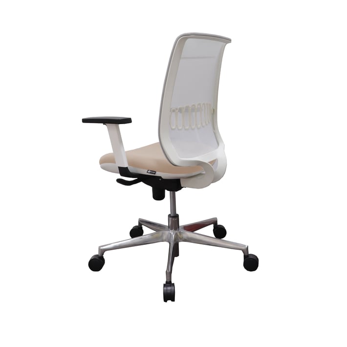 MJ Ергономичен стол Ada White, работен, бежова седалка, бяла облегалка