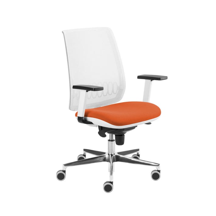 MJ Ергономичен стол Ada White, работен, оранжева седалка, бяла облегалка