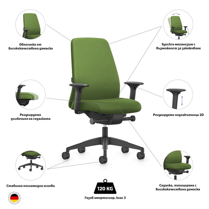 Interstuhl Ергономичен стол Every EV116, зелен