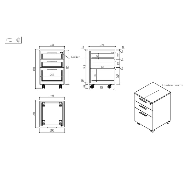 RFG Контейнер Monaco, 400 х 420 х 620 mm, бряст и бяло