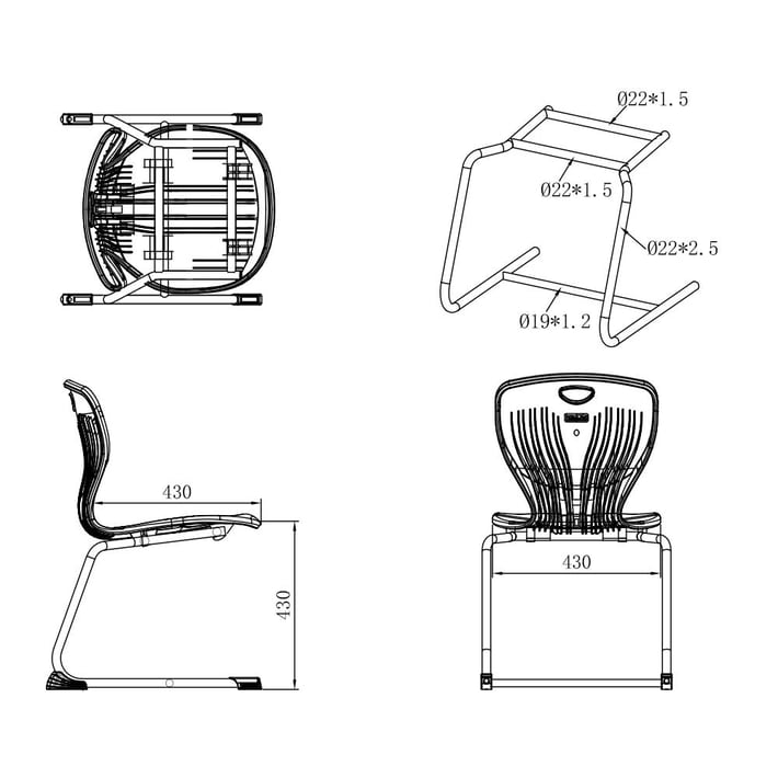 RFG Ученически стол Maxima C, от V до VIII клас, 43 х 45 х 43 cm, небесносин