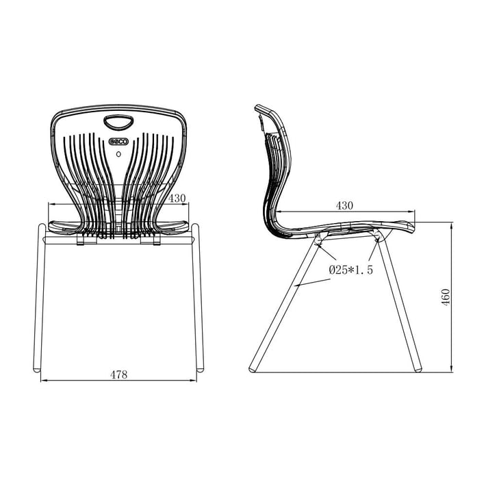 RFG Ученически стол Maxima A, от VIII до XII клас, 43 х 45 х 46 cm, мандарина