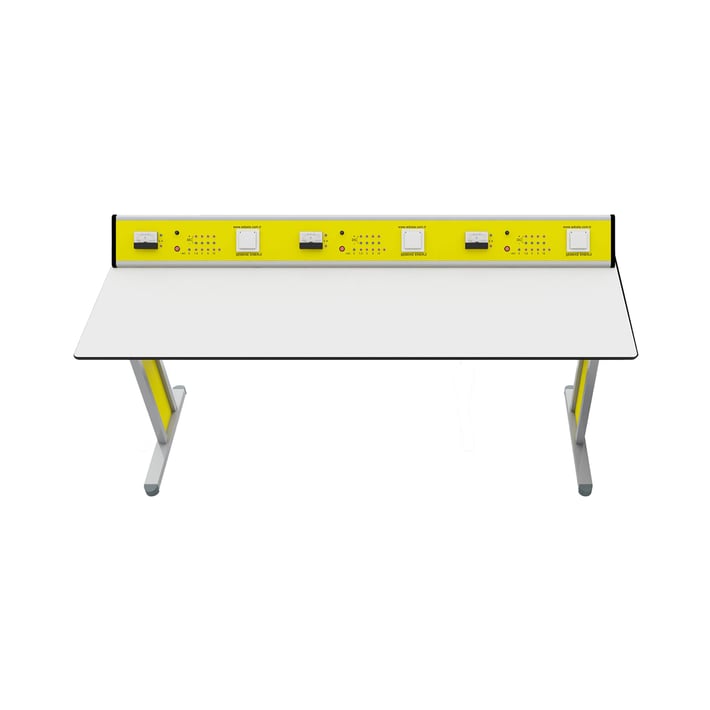 RFG Ученическа маса Flat, лабораторна, над VII клас, 180 х 60 х 75 cm, жълто-бяла, сглобена мостра