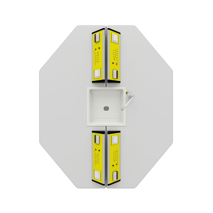 RFG Ученическа маса Hexa, лабораторна, над VII клас, 170 х 140 х 75 cm, жълто-бяла