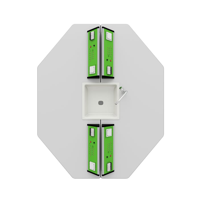 RFG Ученическа маса Hexa, лабораторна, над VII клас, 170 х 140 х 75 cm, зелено-бяла