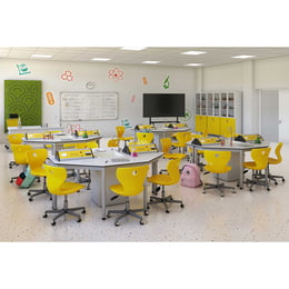 RFG Кабинет за научна лаборатория Hexa, над VII клас, за 24 ученика, бяло-жълт