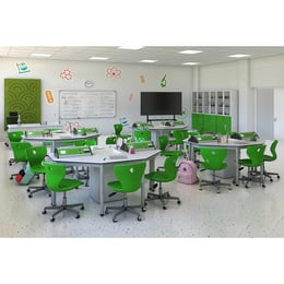 RFG Кабинет за научна лаборатория Hexa, над VII клас, за 24 ученика, бяло-зелен