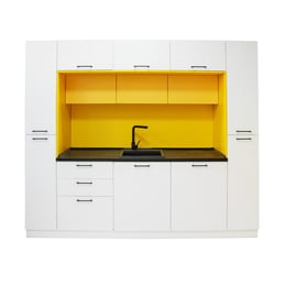 Кухня Бека, 2500 х 600 х 2210 mm, бяло-жълта, сглобена мостра