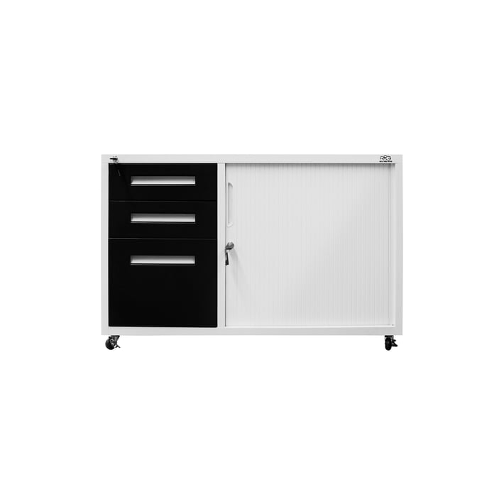 RFG Контейнер, с шкаф с ролетна врата, 100 х 50 х 65 cm, графит и бяло