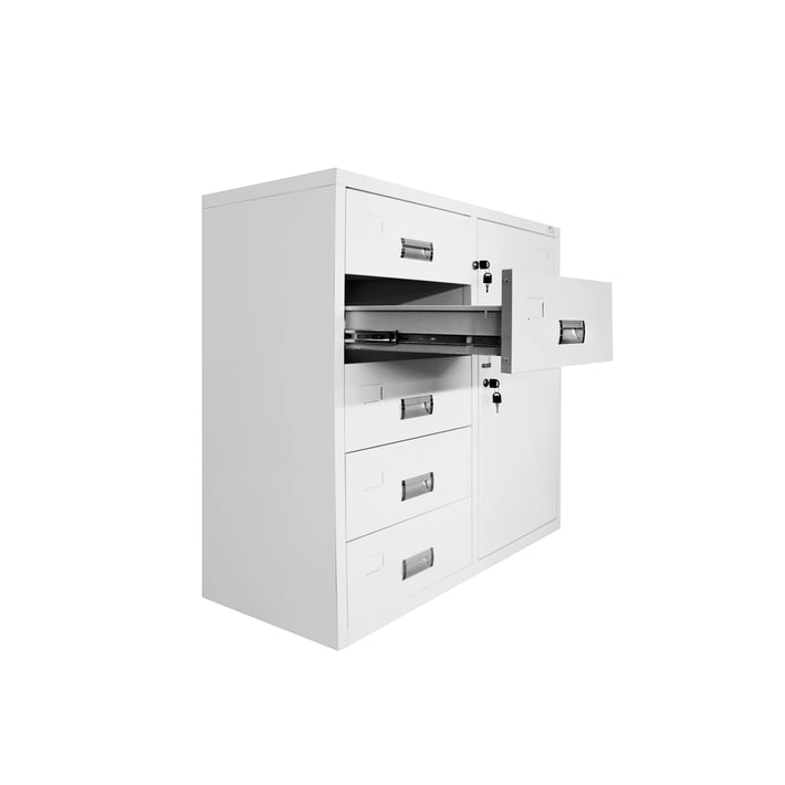 RFG Кардекс, метален, 1 x 5 чекмеджета, с шкаф, 90 х 40 х 90 cm, бял