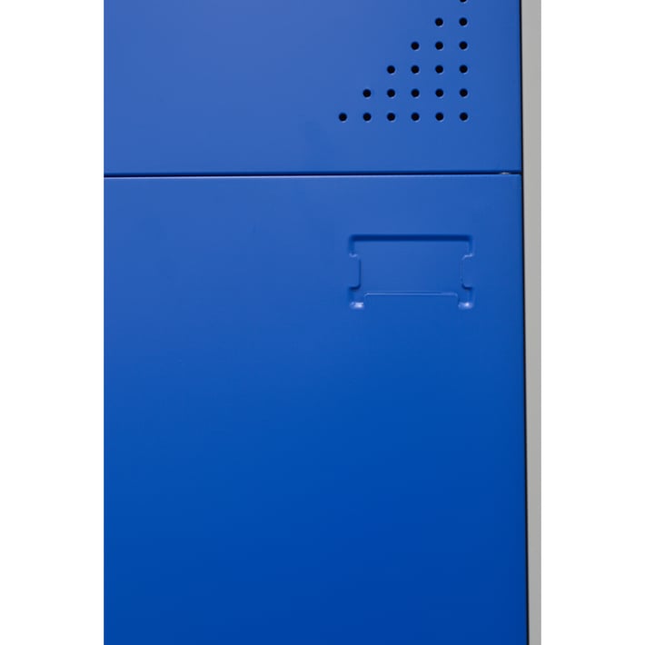 RFG Гардероб, метален, единичен, с две отделения, 38 x 45 x 185 cm, сив корпус, врати със син цвят