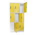 RFG Гардероб, метален, троен, с девет клетки, 90 x 45 x 185 cm, сив корпус, врати с жълт цвят