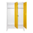 RFG Гардероб, метален, двоен, с две врати, 80 х 40 х 120 cm, бял, с жълти врати