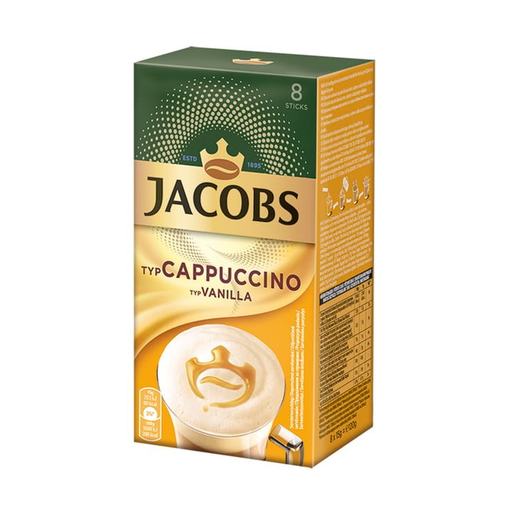 Jacobs Разтворимо кафе Капучино ванилия, в пакетче, 15 g, 8 броя