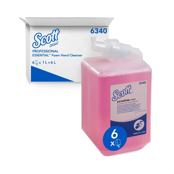 Kimberly-Clark Сапун на пяна Scott Essential, за ежедневна употреба, 2500 дози, 1 L, розов