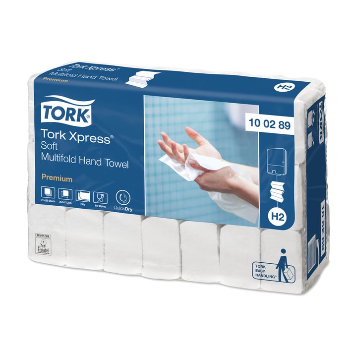 Tork Кърпи за ръце Xpress H2, двупластови, целулозни, 150 къса, 21 броя