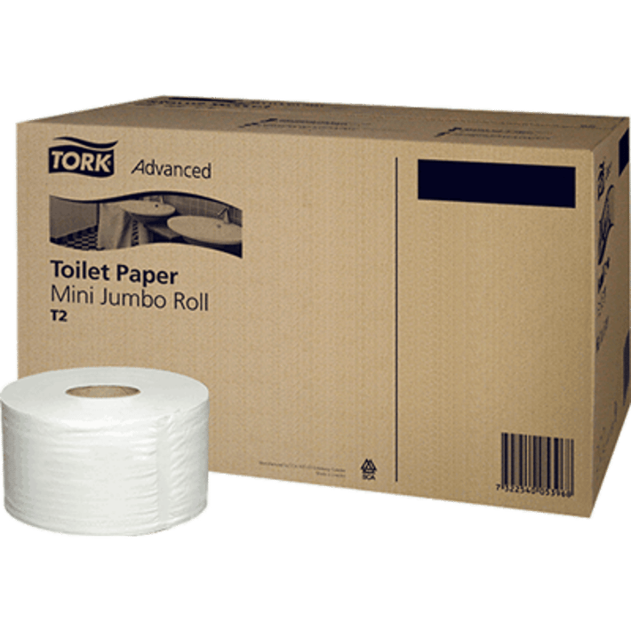 Tork Тоалетна хартия Mini Jumbo, двуплстова, 170 m, 12 броя